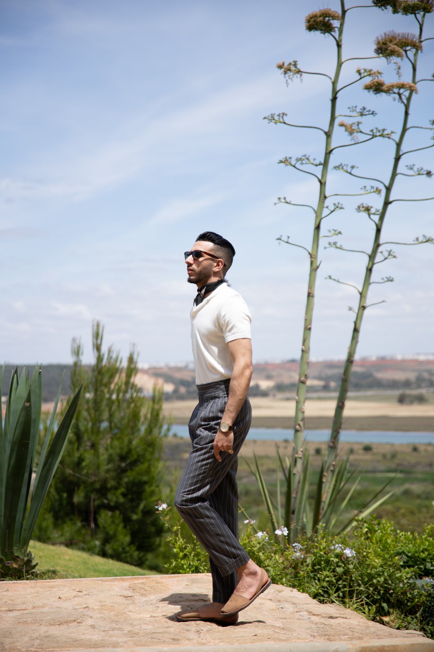 The Portofino Pant - Grey striped