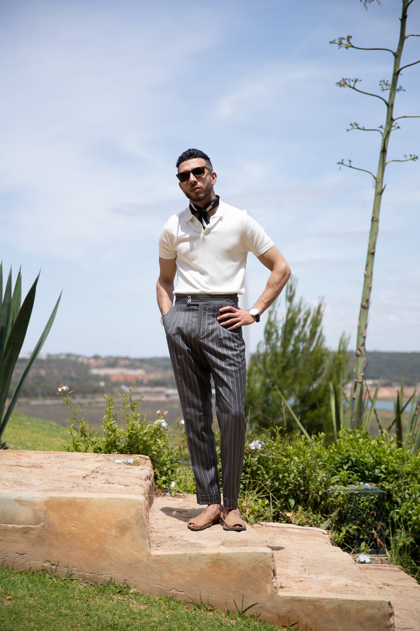 The Portofino Pant - Grey striped