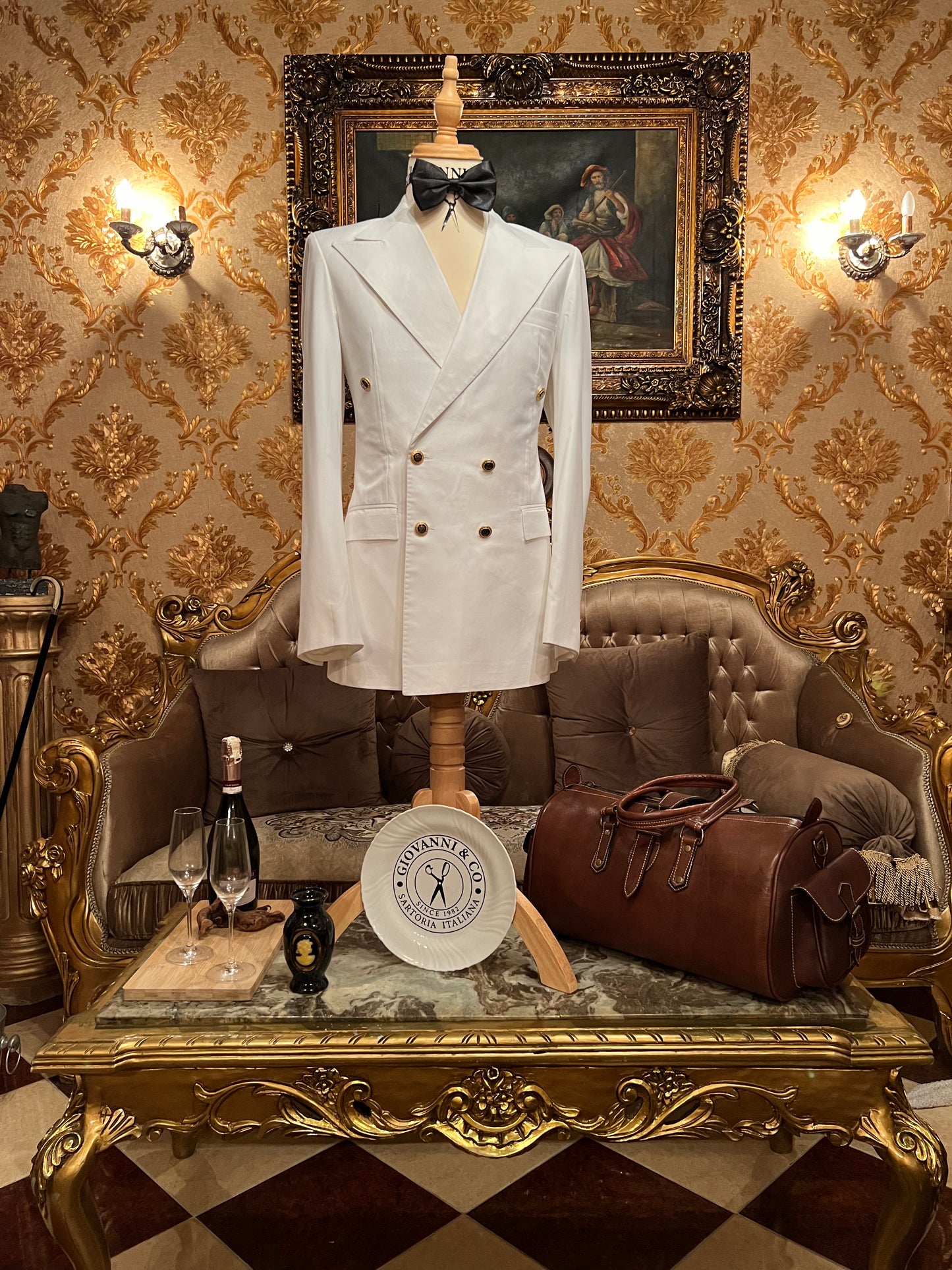White Double - Breasted Tuxedo Blazer