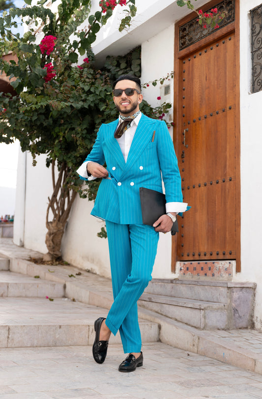 Napoli double breasted suit - Sky blue