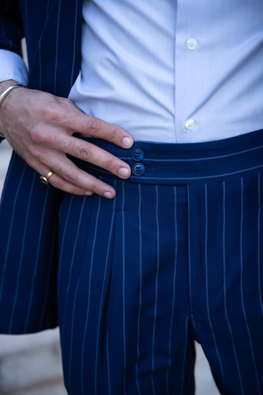 The Portofino Pant - Navy blue striped